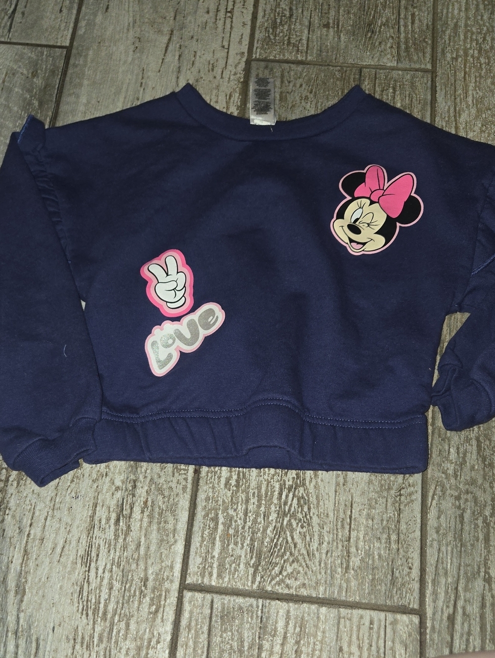 Disney Navy Girls' Sweatshirt with Minnie Pink Accents